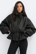 Frill pu jacket - Deep plum