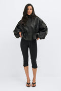 Frill pu jacket - Noir