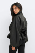 Frill pu jacket - Noir