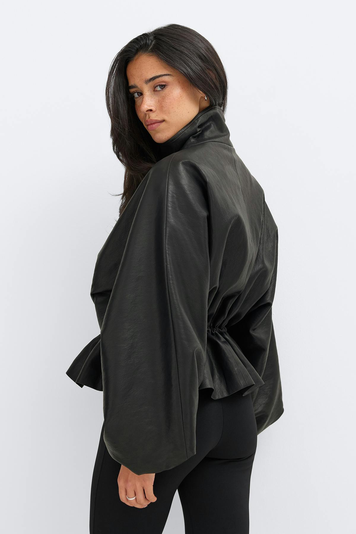 Frill pu jacket - Noir