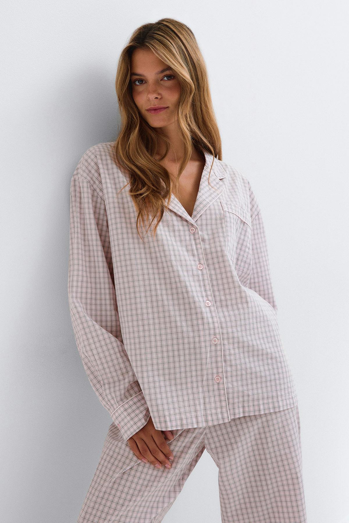 Poplin pyjamas shirt - Pink stripe