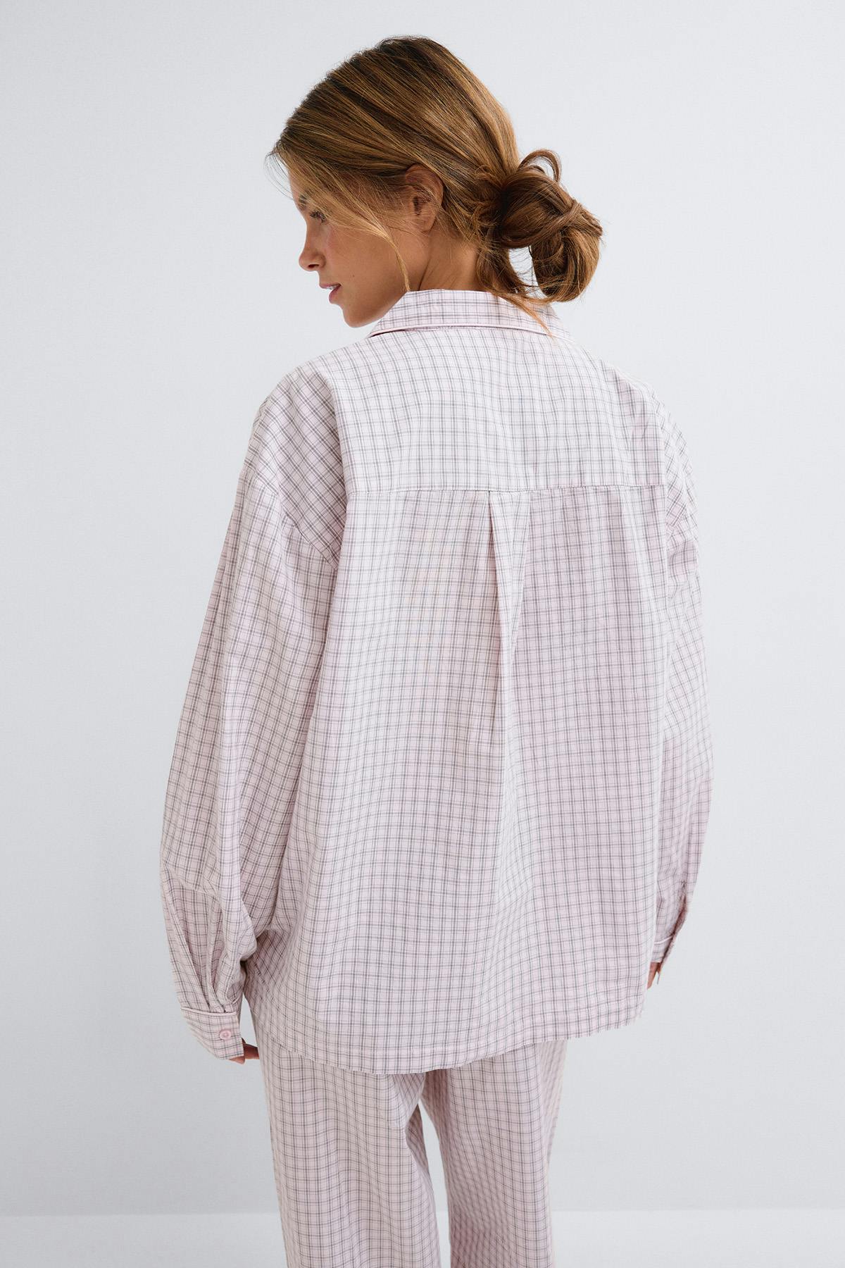 Poplin pyjamas shirt - Pink check