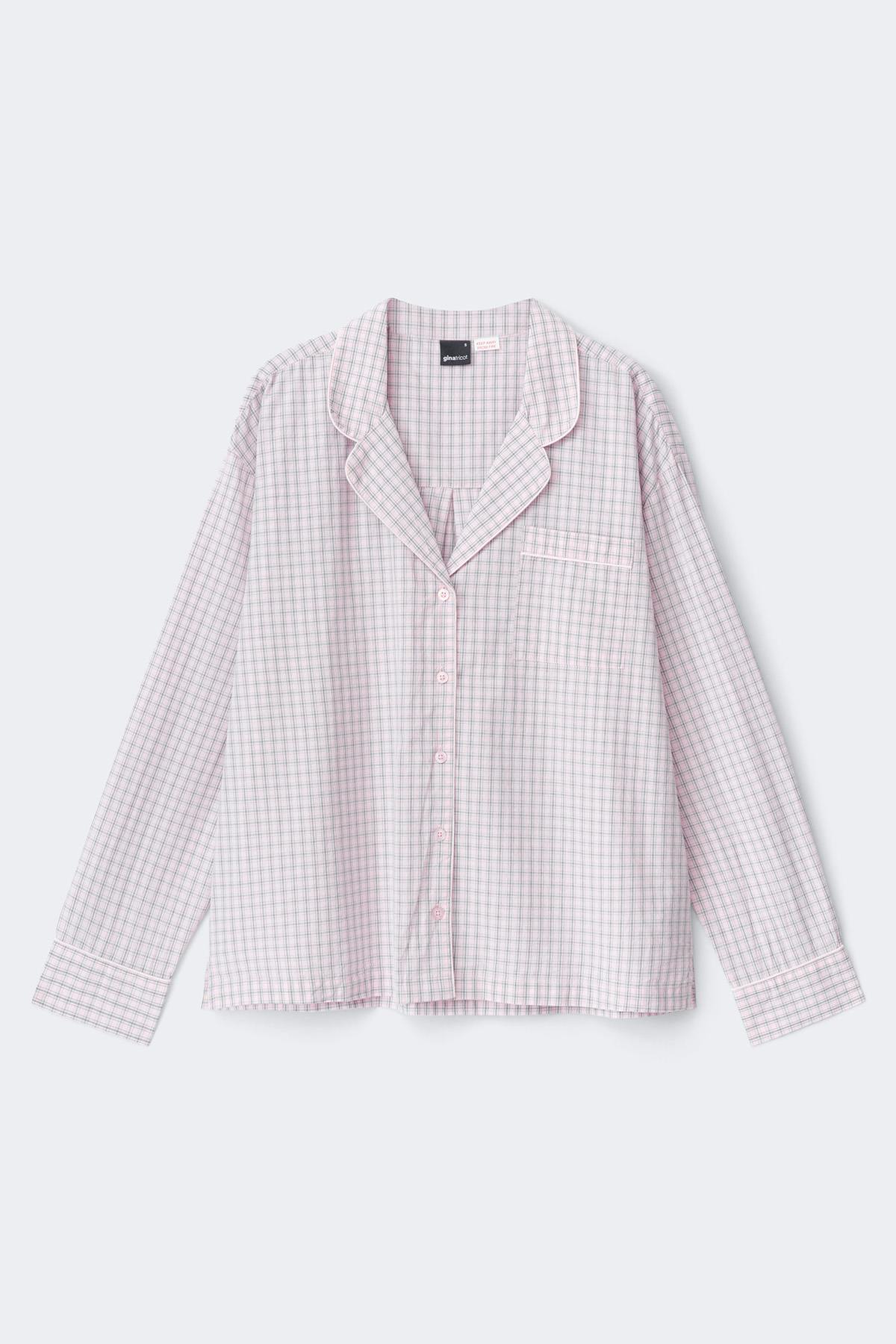 Poplin pyjamas shirt - Pink check