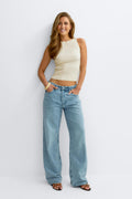 Knitted ribb singlet - Cypress