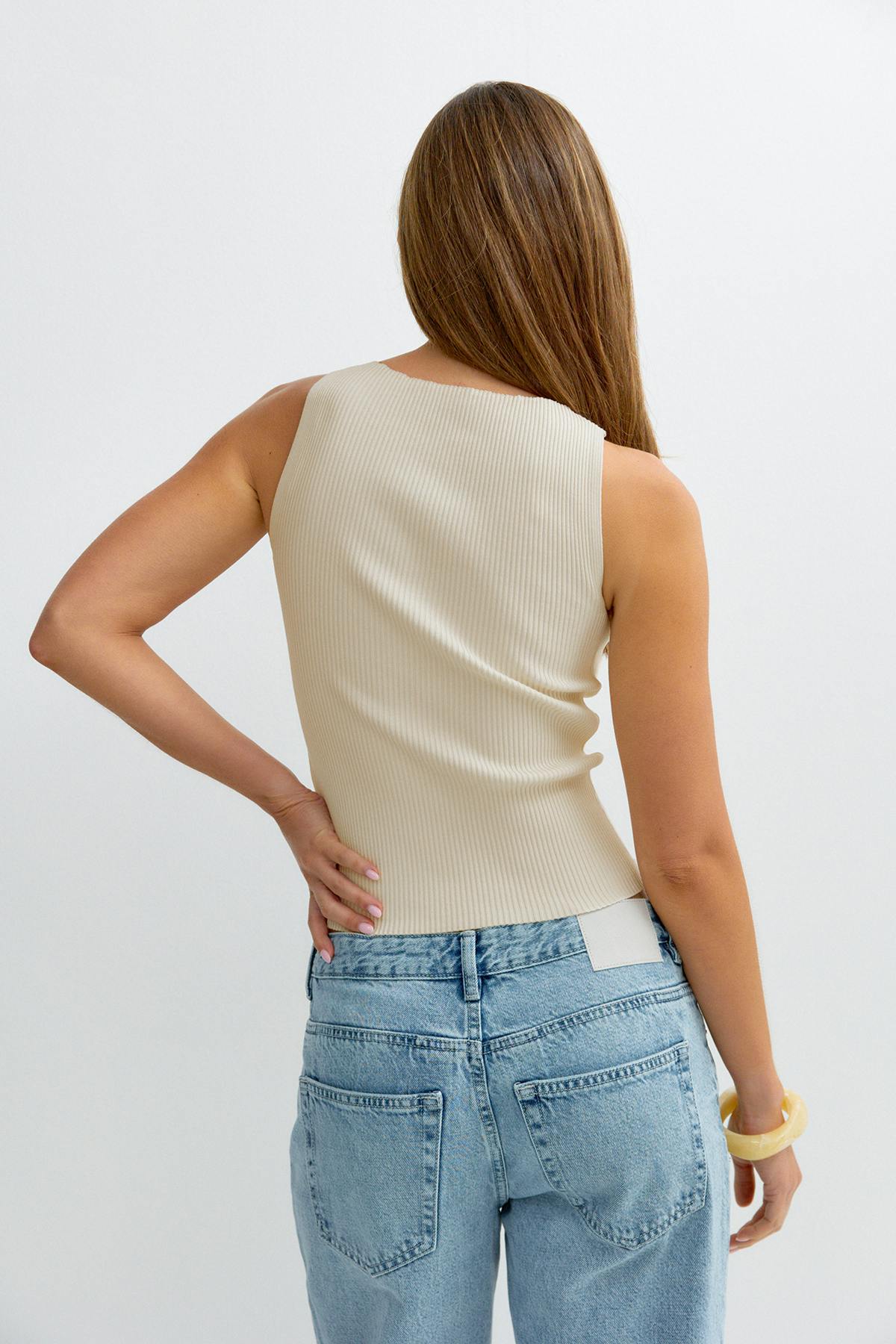 Knitted ribb singlet - Gardenia