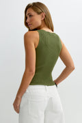 Knitted ribb singlet - Cypress