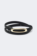 Slim buckle waist belt - Black/gold