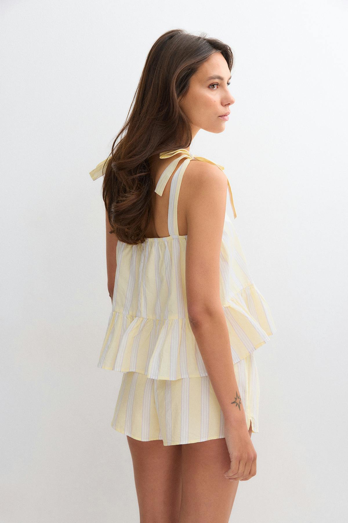 Poplin pyjamas shorts - Pink stripe