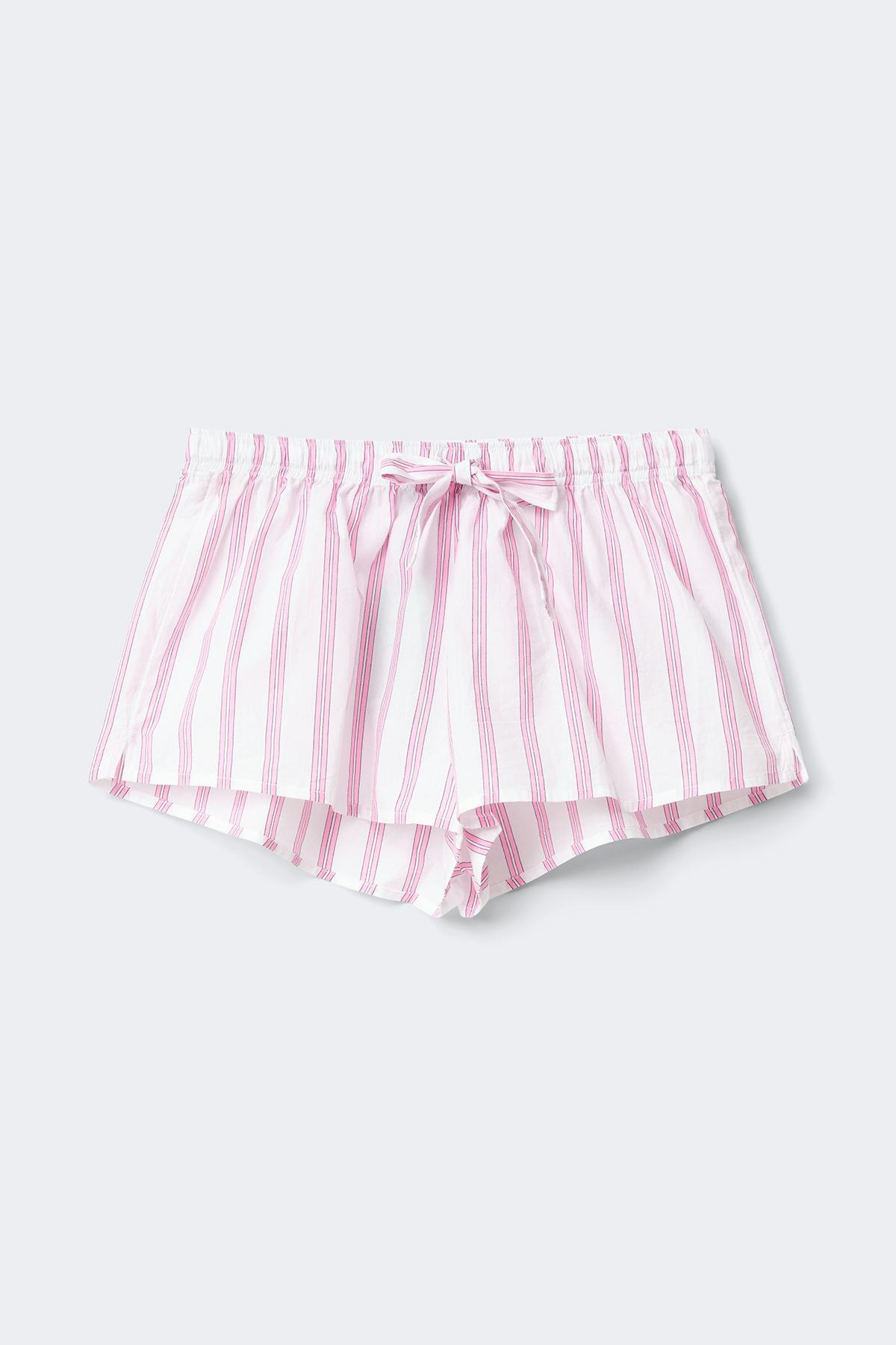 Poplin pyjamas shorts - Pink stripe