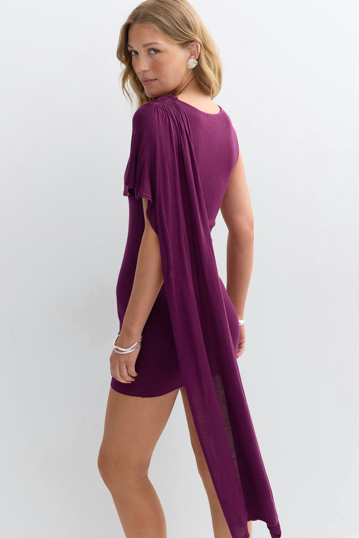 Knitted cape dress - Dusty lavender