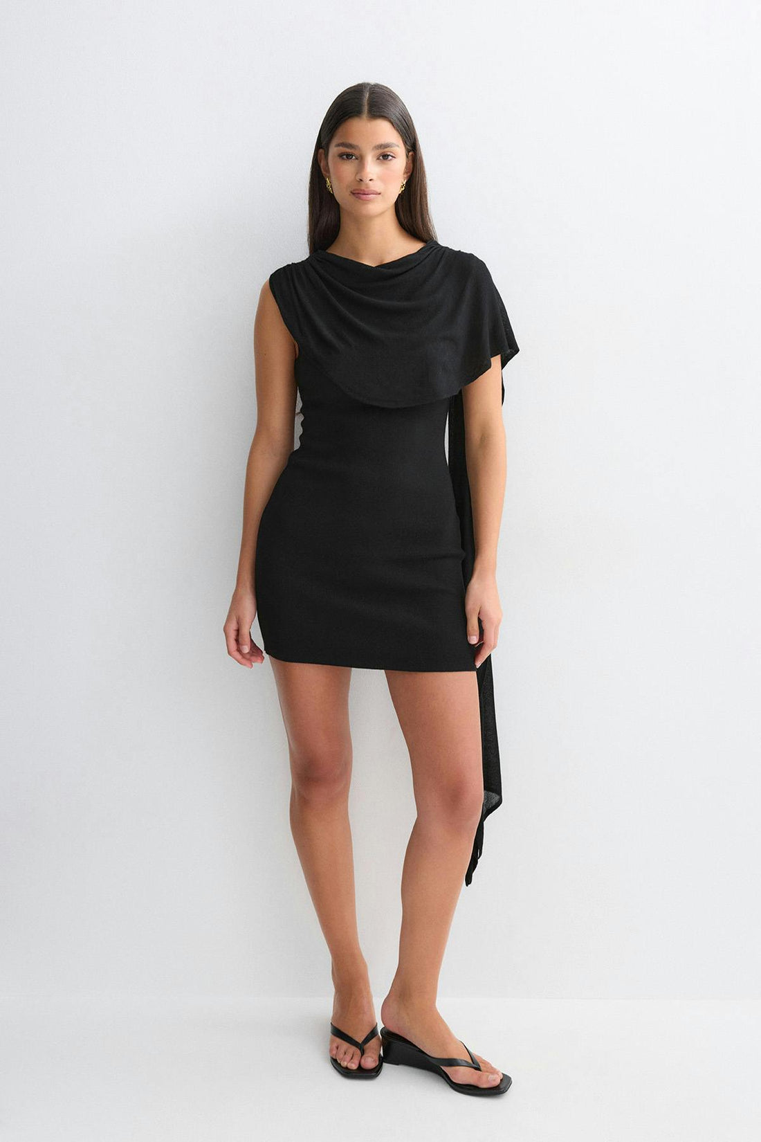 Knitted cape dress - Noir