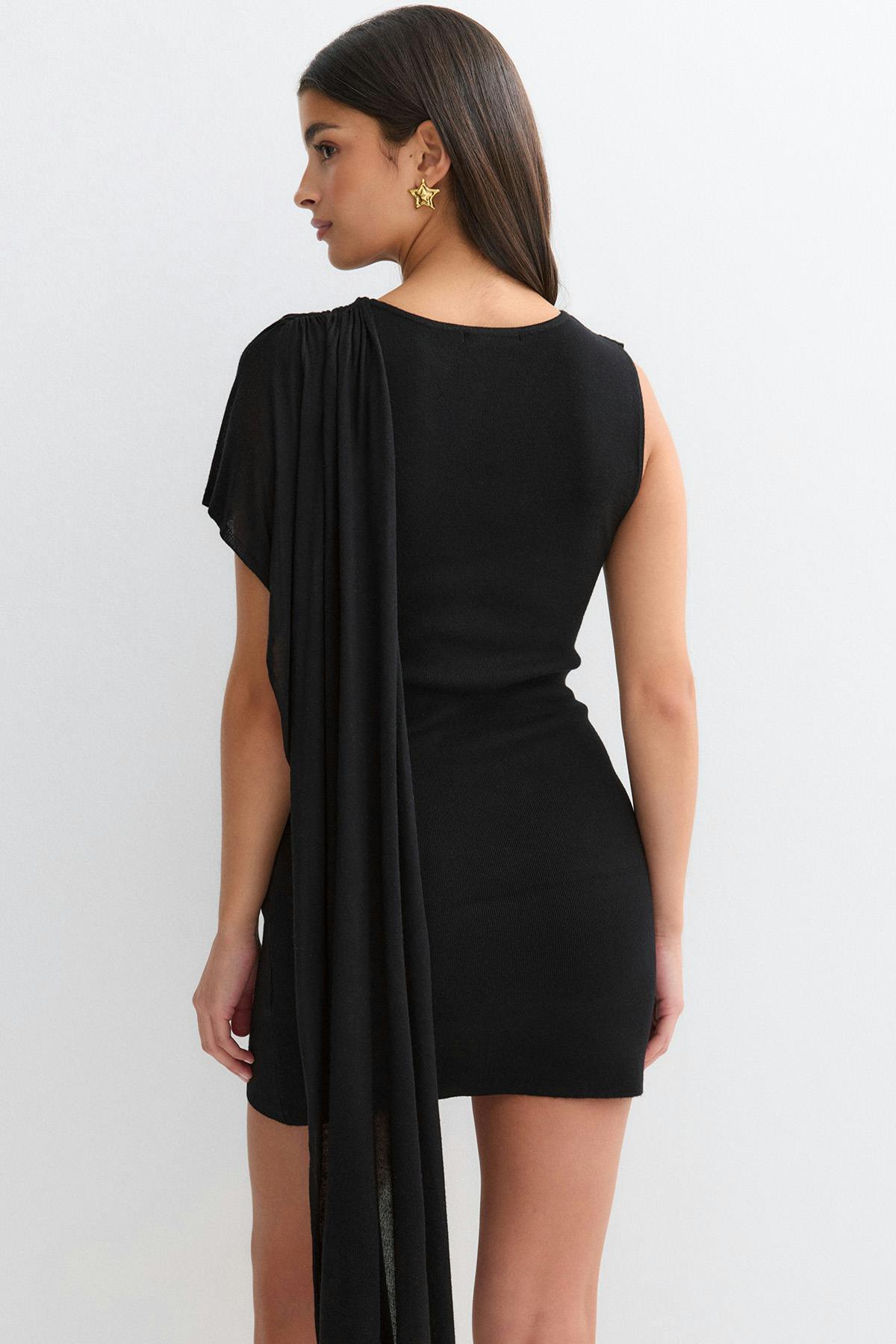 Knitted cape dress - Noir