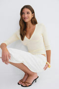 V-neck top - Celery
