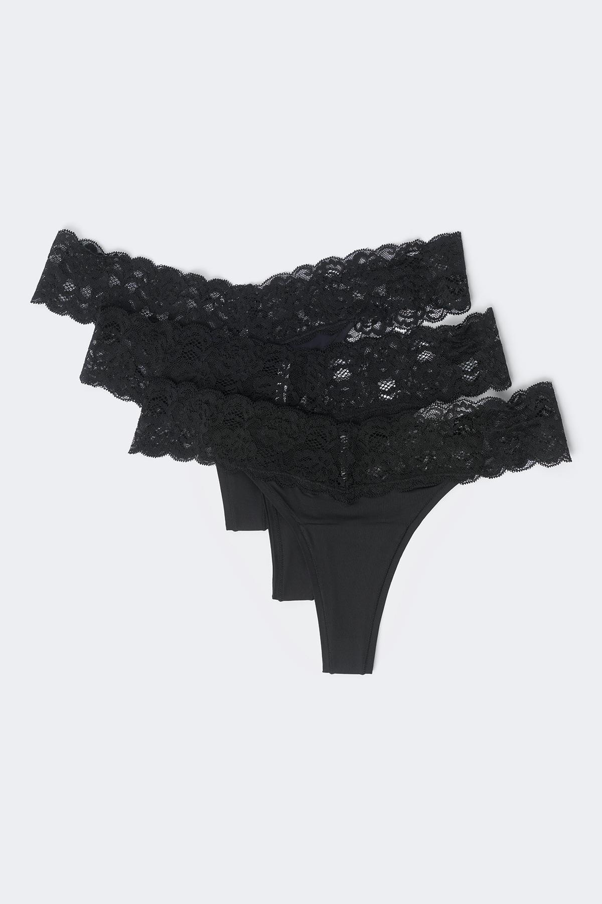 3-pack soft micro thong - Noir