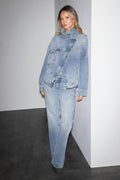 Asymmetric denim jacket - Bleu clair