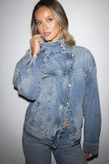 Asymmetric denim jacket - Bleu clair