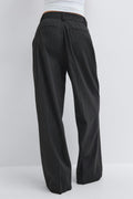 Edgy full length pleated pants - Grey stripe