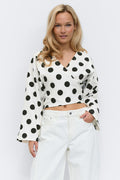 Dot wrap tie top - Black dot