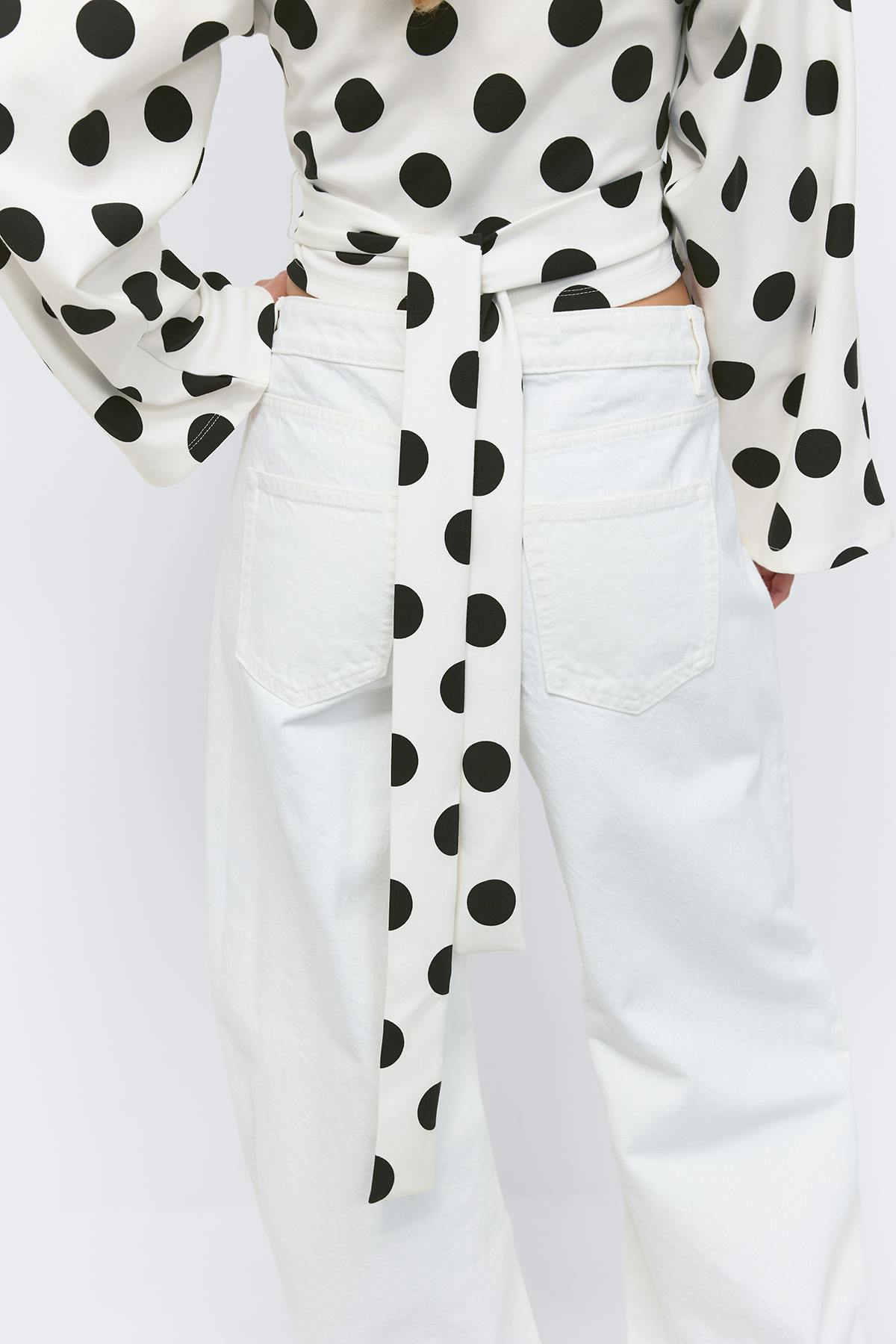 Dot wrap tie top - Black dot
