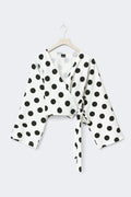 Dot wrap tie top - Black dot