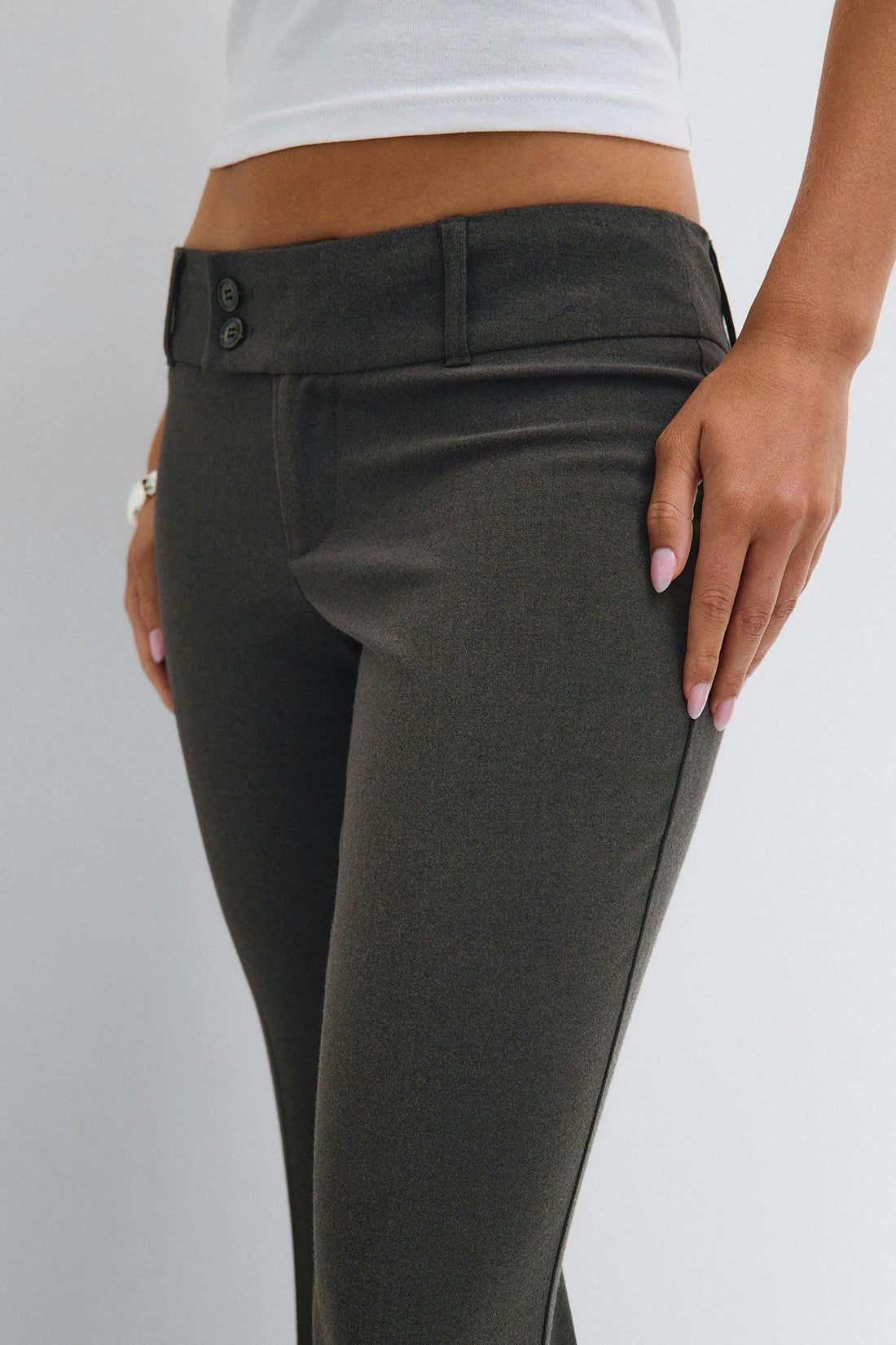Sassy low bootcut trousers - Grey melange