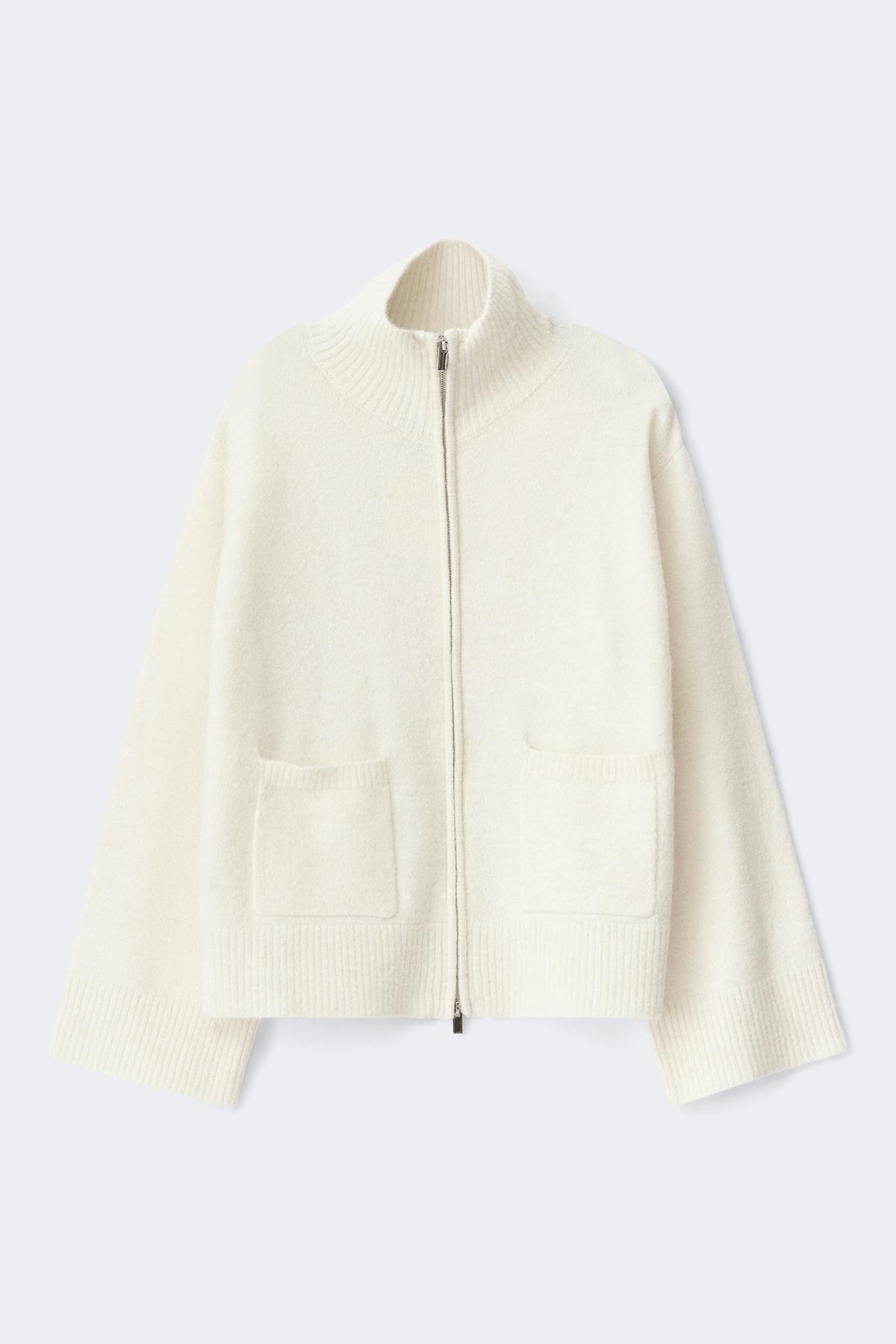 Double zip knitted cardigan - Vert foncé