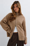 Double zip knitted cardigan - Noir