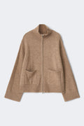 Double zip knitted cardigan - New camel