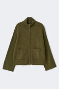Double zip knitted cardigan - Chocolate brown