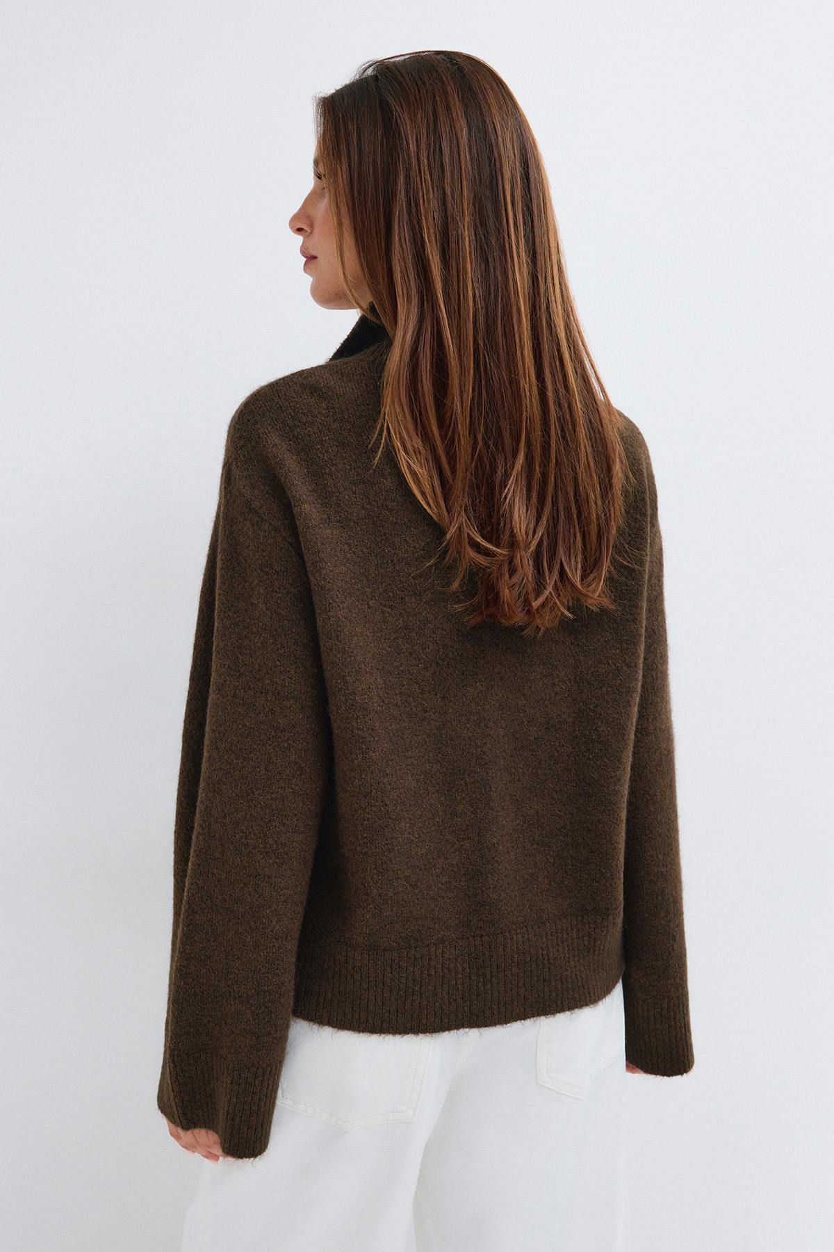 Double zip knitted cardigan - New camel