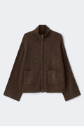 Double zip knitted cardigan - Chocolate brown