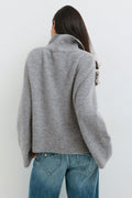 Double zip knitted cardigan - Mid grey mel