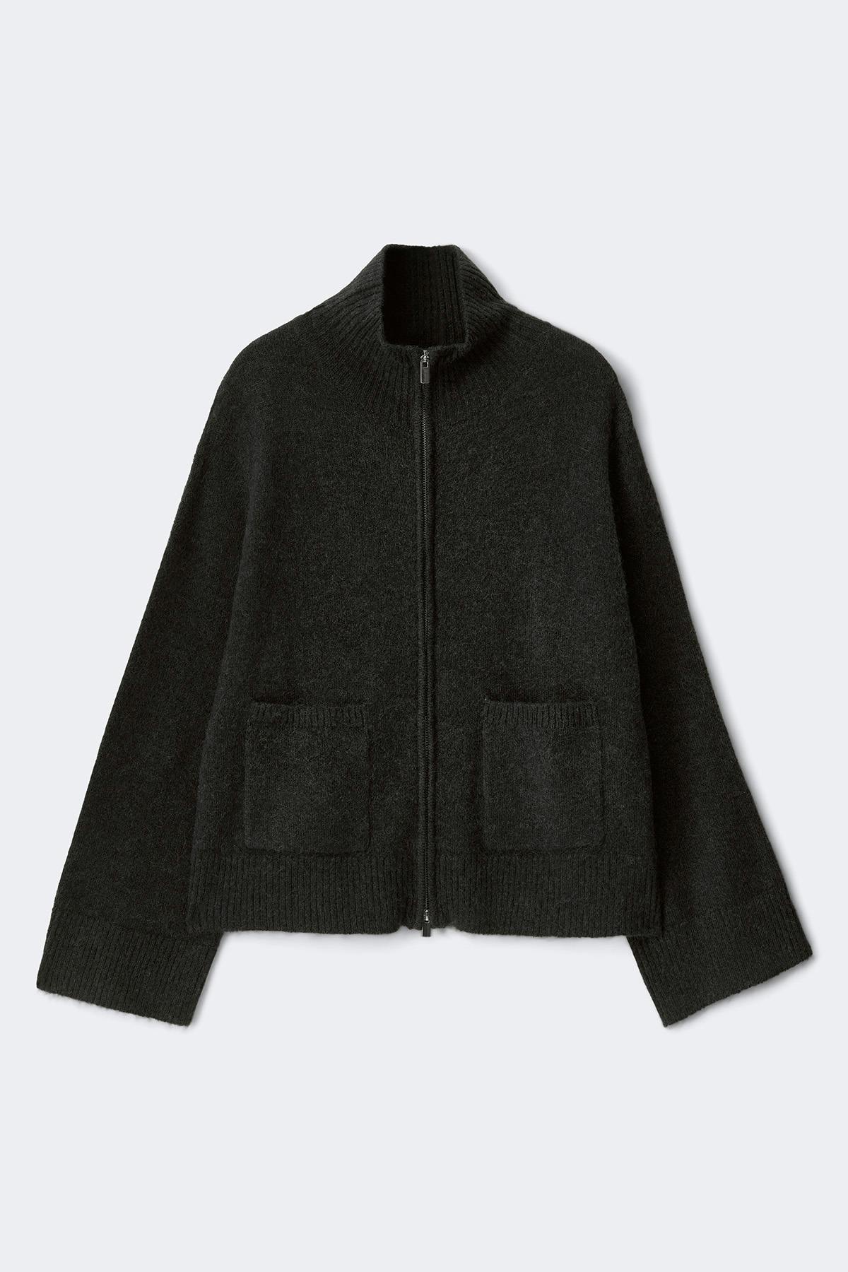 Double zip knitted cardigan - Noir