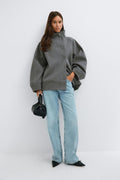 Funnel neck jacket - Grey melange