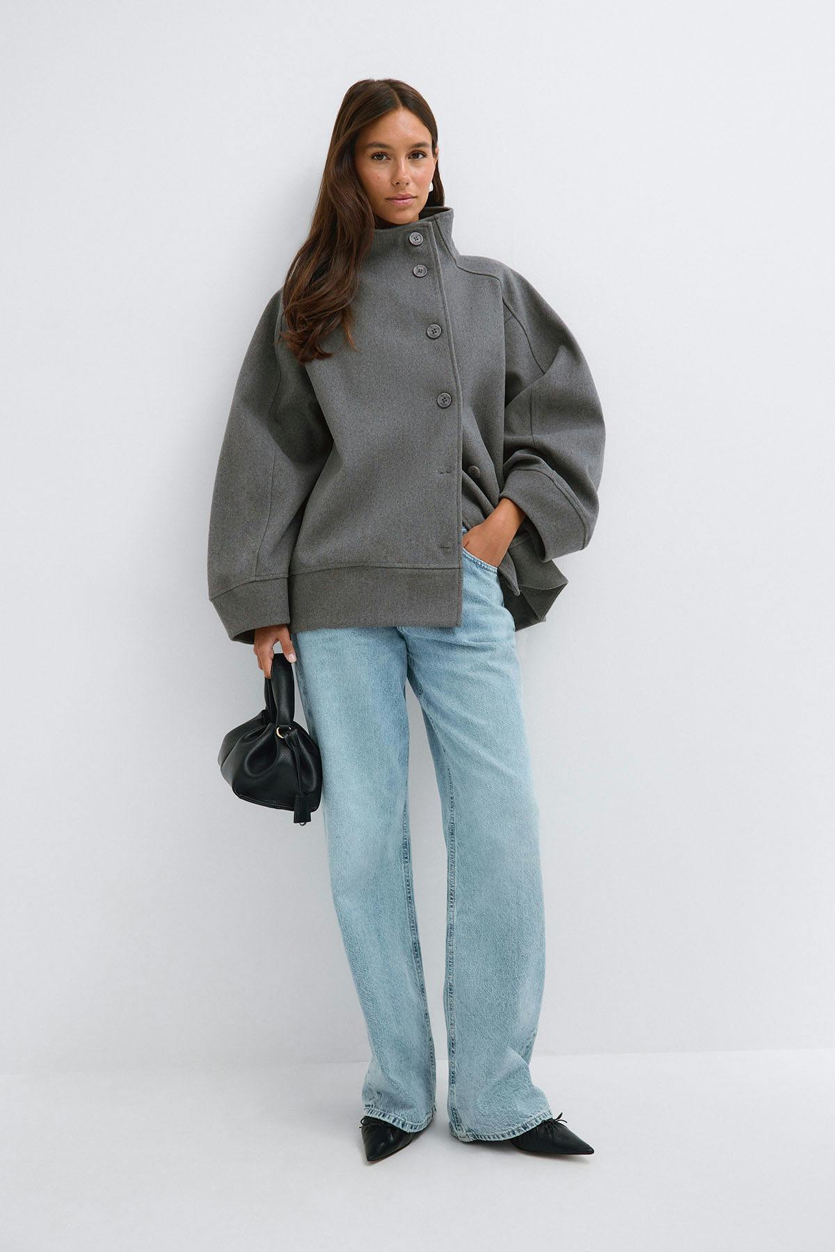 Funnel neck jacket - Grey melange