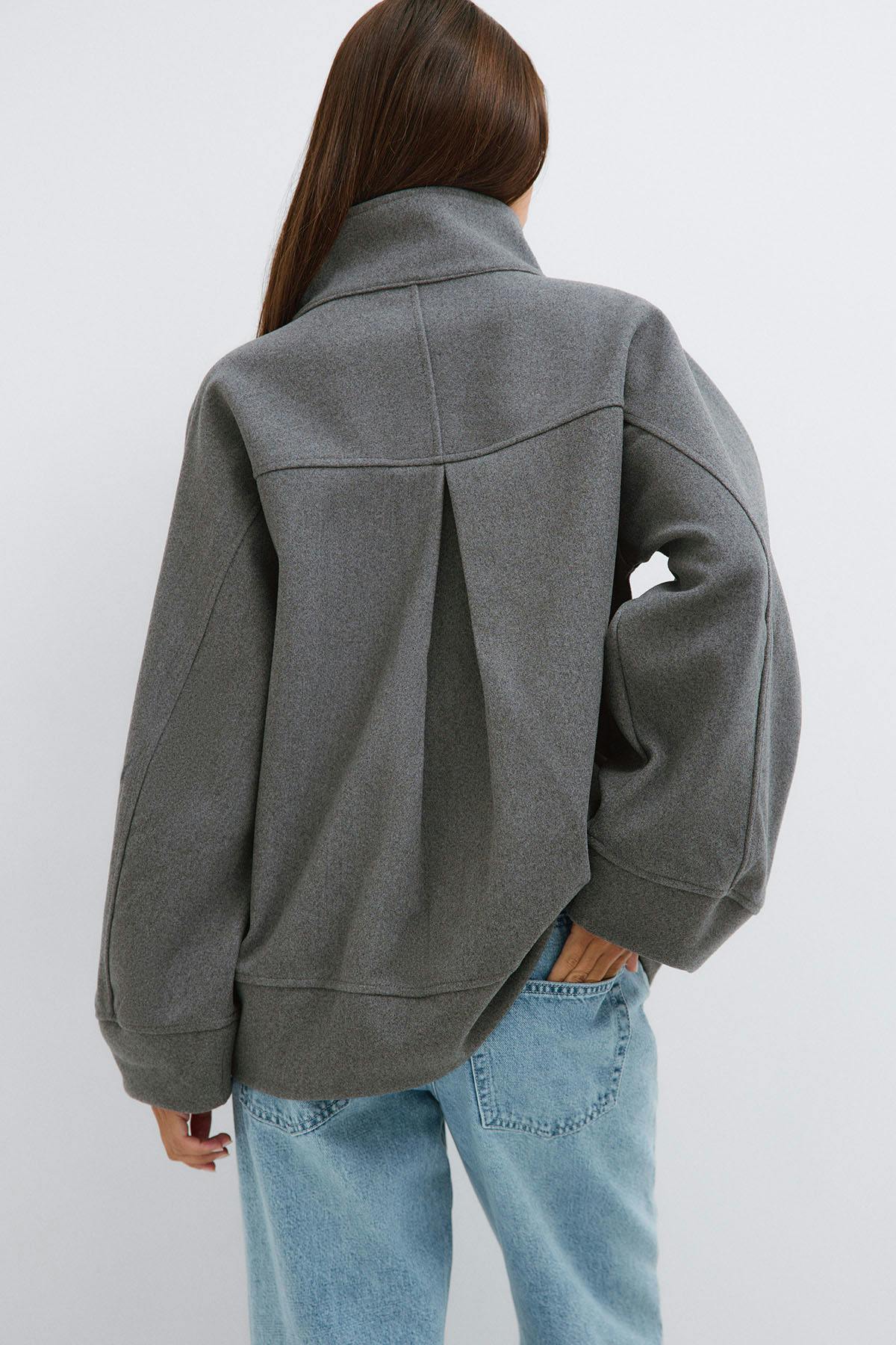 Funnel neck jacket - Grey melange
