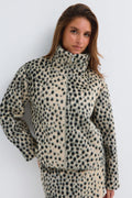 Faux fur high neck jacket - White/paint