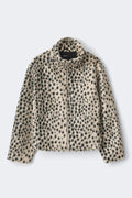 Faux fur high neck jacket - White/paint