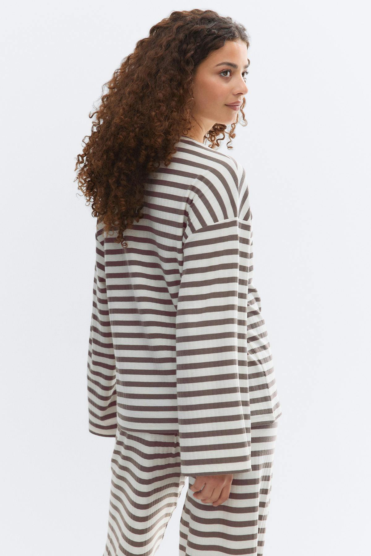 Soft loungewear longsleeve top - Lounge stripe