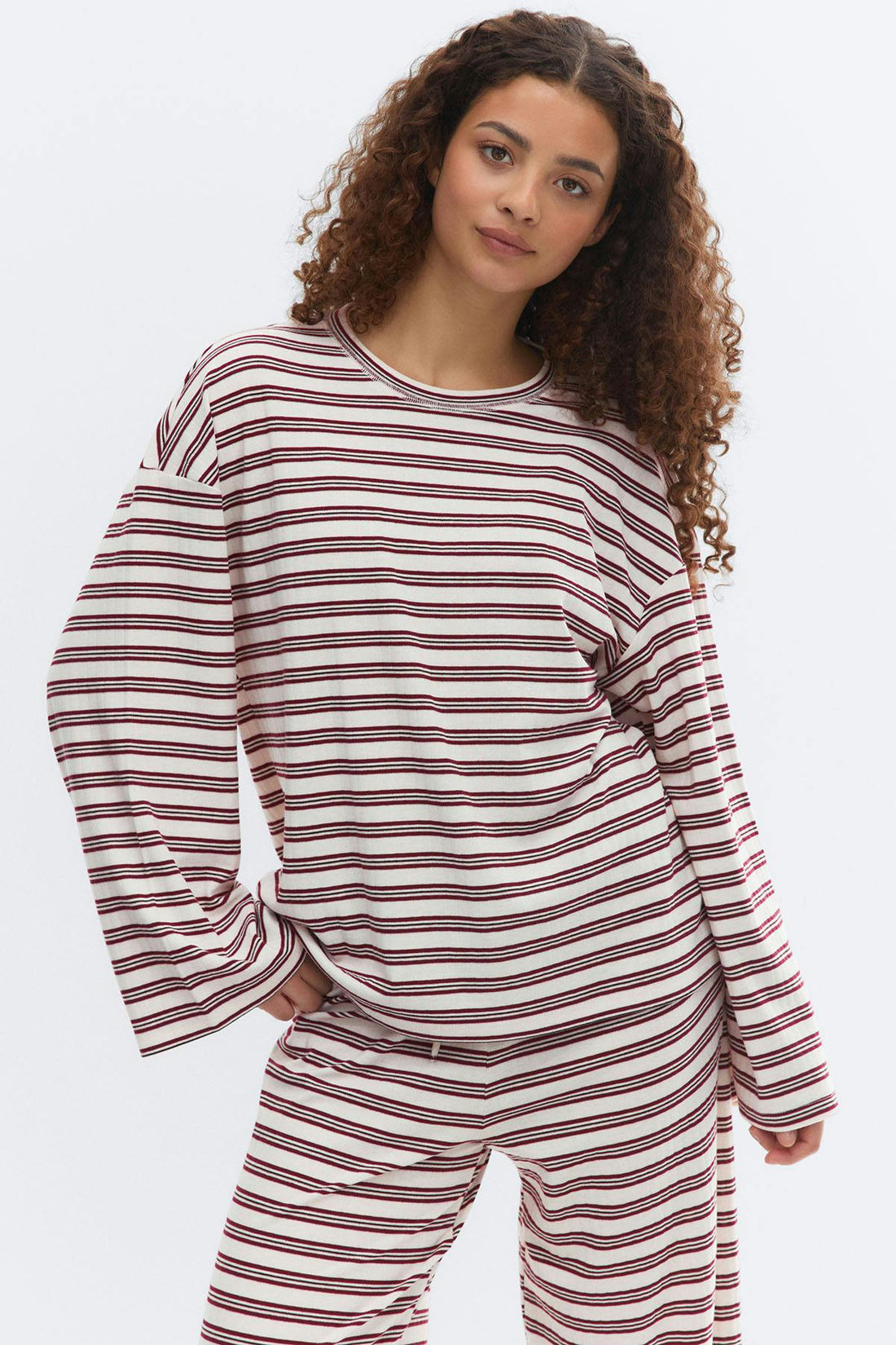 Soft loungewear longsleeve top - Rhododendron