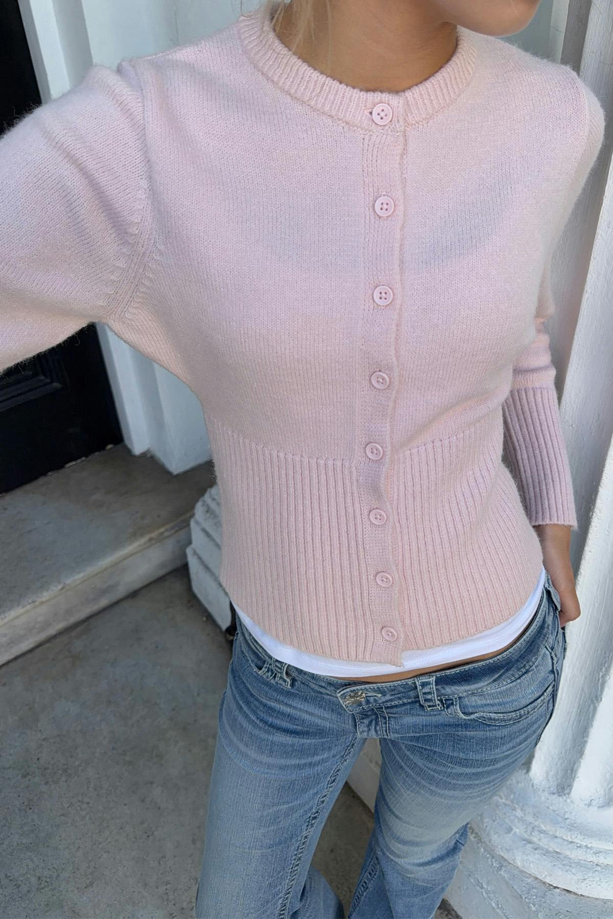 Y shaped knitted cardigan - Ballet slipper