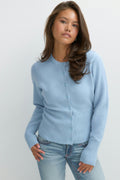 Y shaped knitted cardigan - Cashmere blue