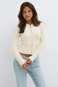 Y knitted shaped hoodie - Gardenia