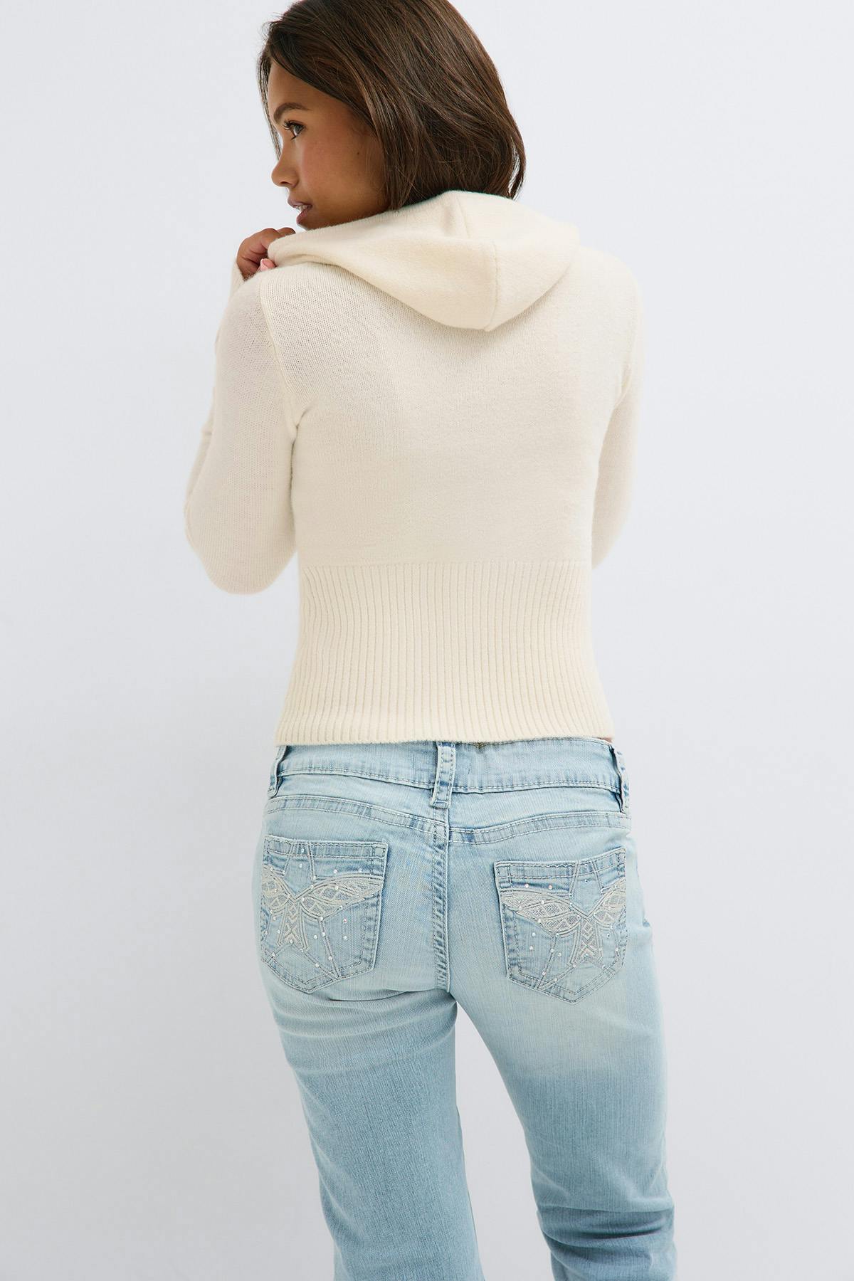 Y knitted shaped hoodie - Gardenia