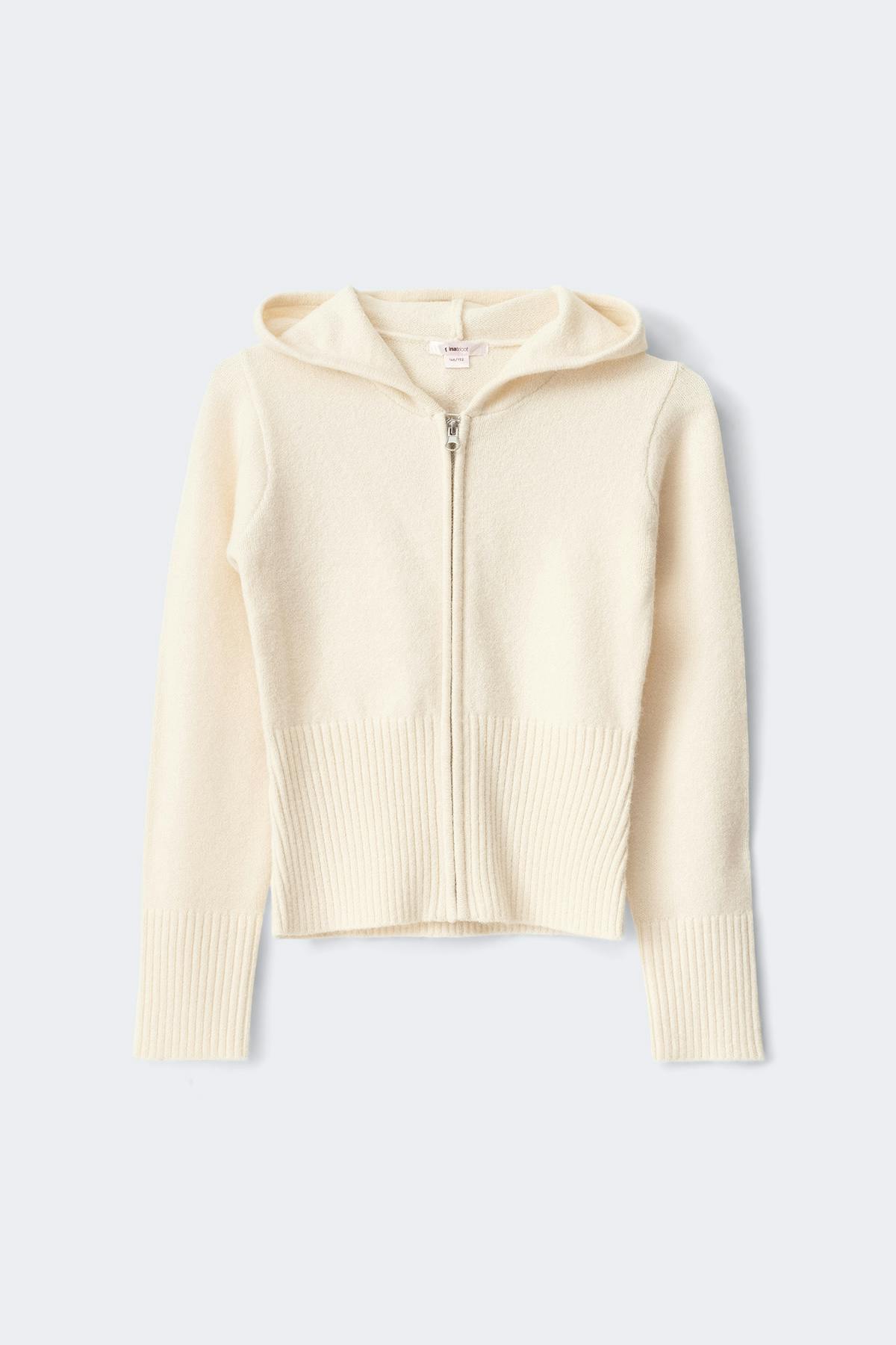 Y knitted shaped hoodie - Gardenia