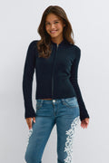 Y knitted shaped hoodie - Navy blazer