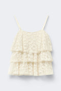 Y frill lace singlet - Crème