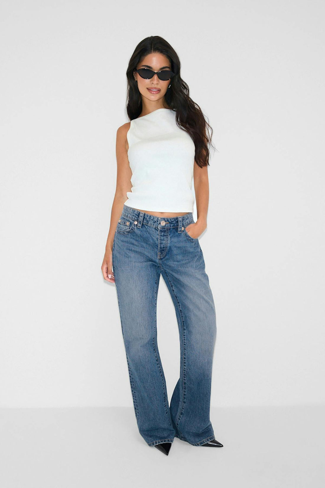 Rebel low wide jeans - Bleu