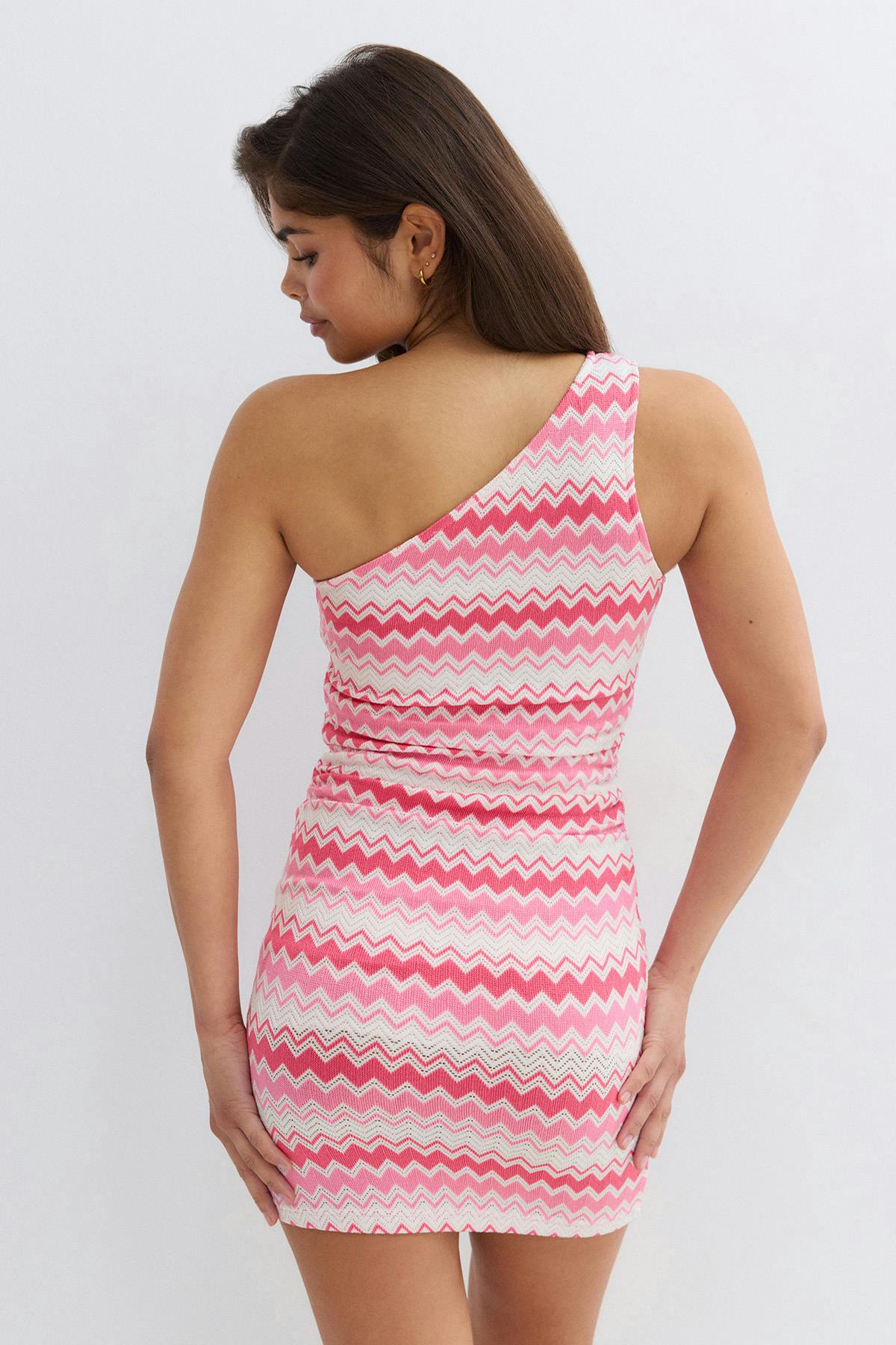 14+ one shoulder dress - Stripe
