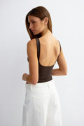 Square neck body - Marron foncé